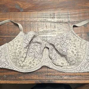 Victoria’s Secret taupe unlined lace bra, size 38DDD
